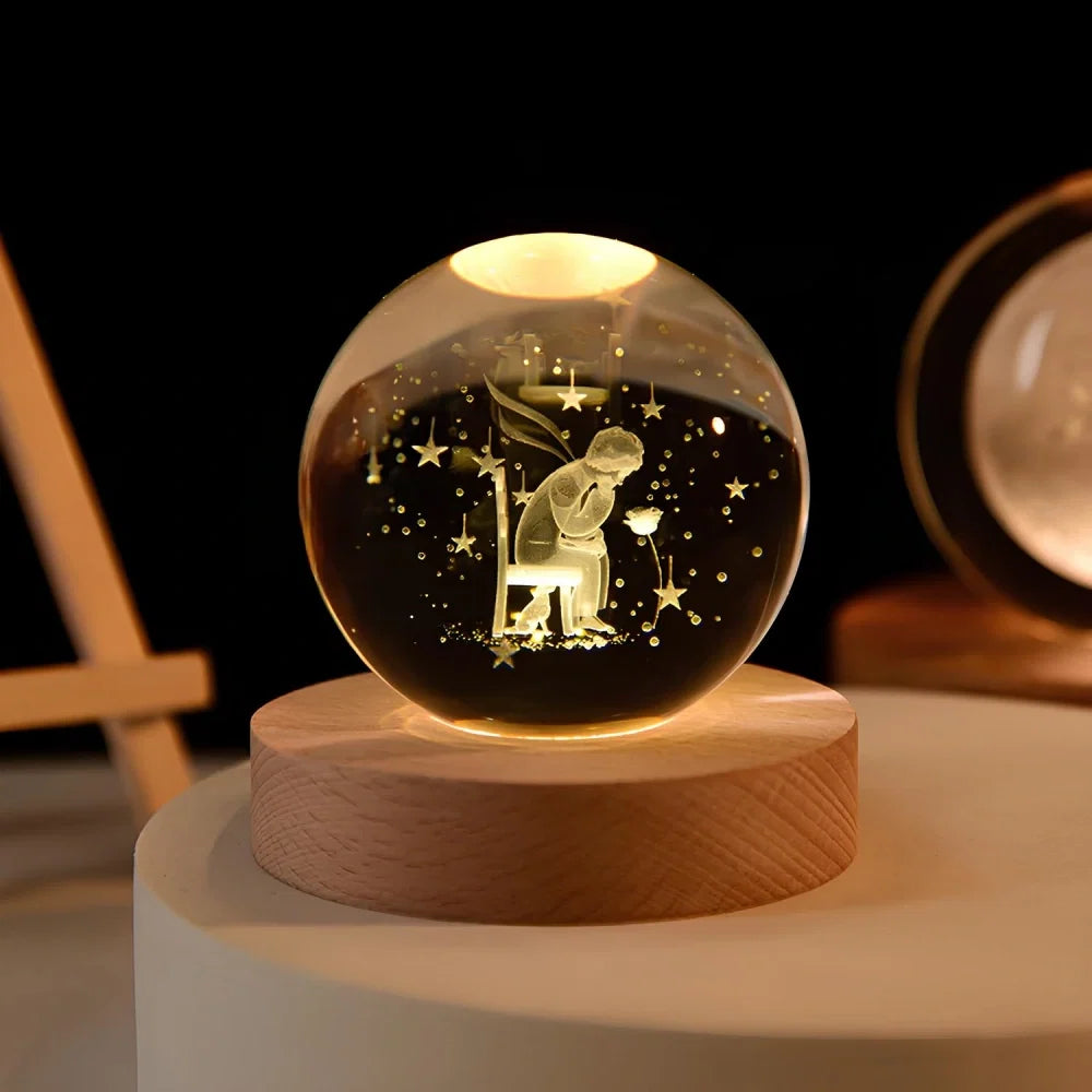 Crystal Ball Night Light - 3D Laser Engraved Sphere