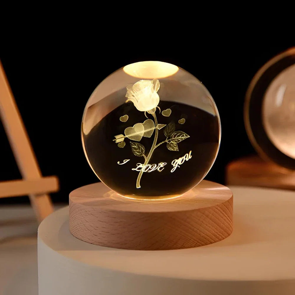 Crystal Ball Night Light - 3D Laser Engraved Sphere