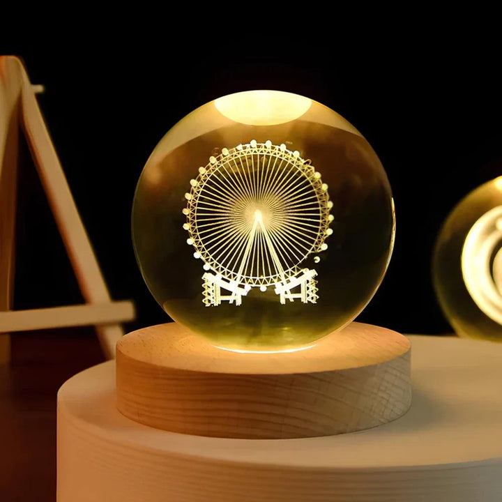 Crystal Ball Night Light - 3D Laser Engraved Sphere