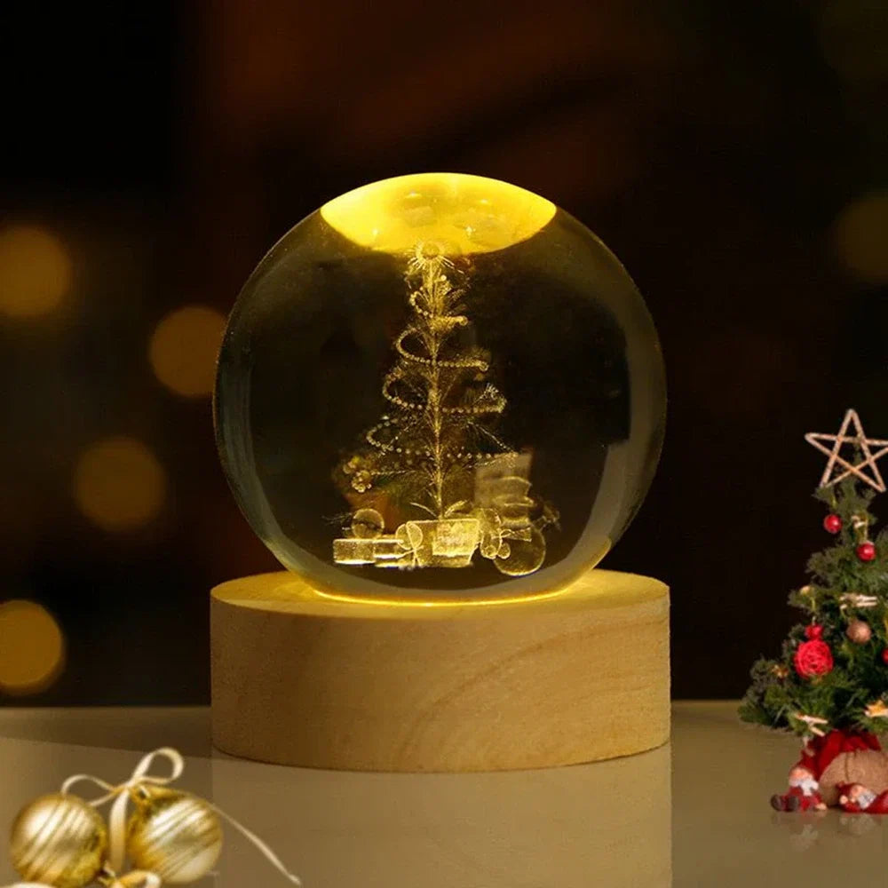 Crystal Ball Night Light - 3D Laser Engraved Sphere