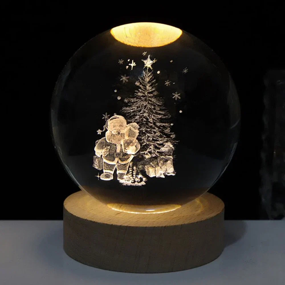 Crystal Ball Night Light - 3D Laser Engraved Sphere