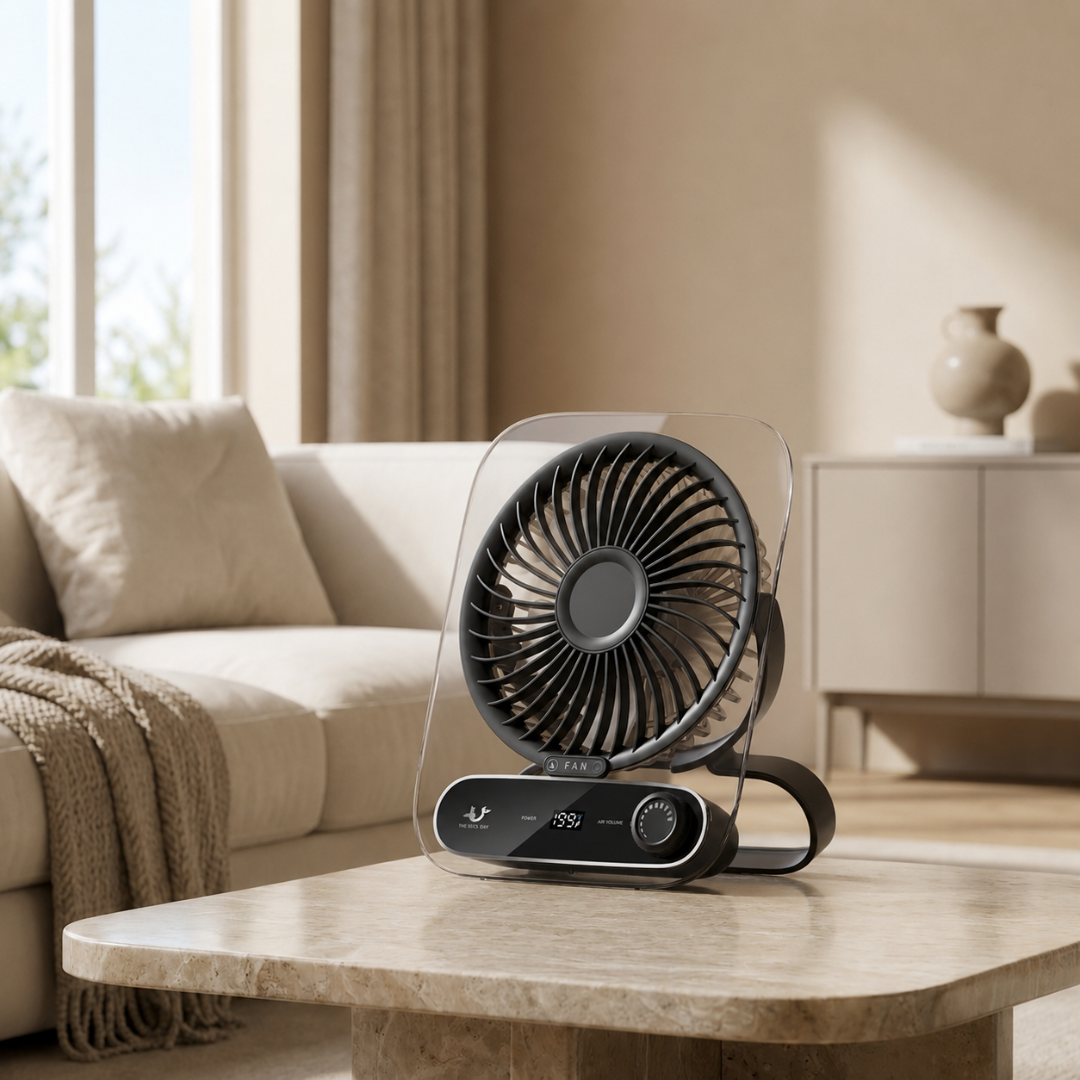 Desktop Fan Square Frame Portable Table Fan Digital Display