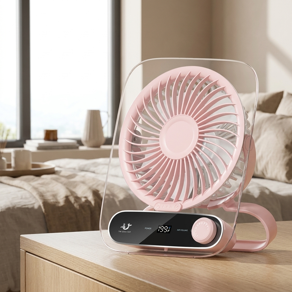 Desktop Fan Square Frame Portable Table Fan Digital Display