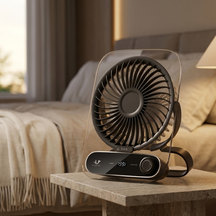 Desktop Fan Square Frame Portable Table Fan Digital Display