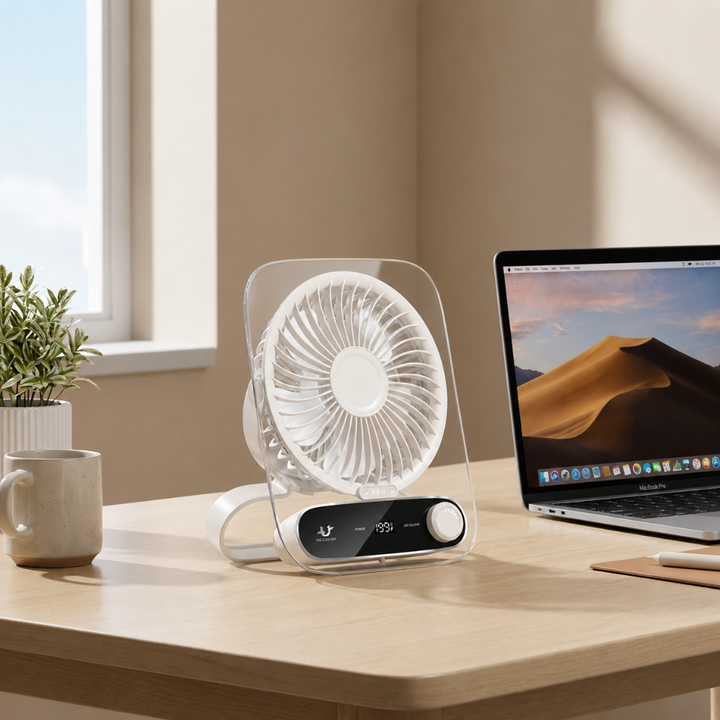 Desktop Fan Square Frame Portable Table Fan Digital Display