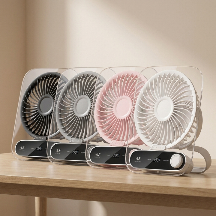 Desktop Fan Square Frame Portable Table Fan Digital Display