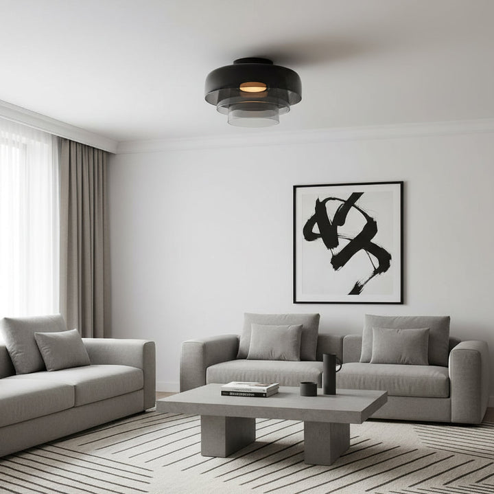 Glass Ceiling Light Tiered Flush Mount Fixture