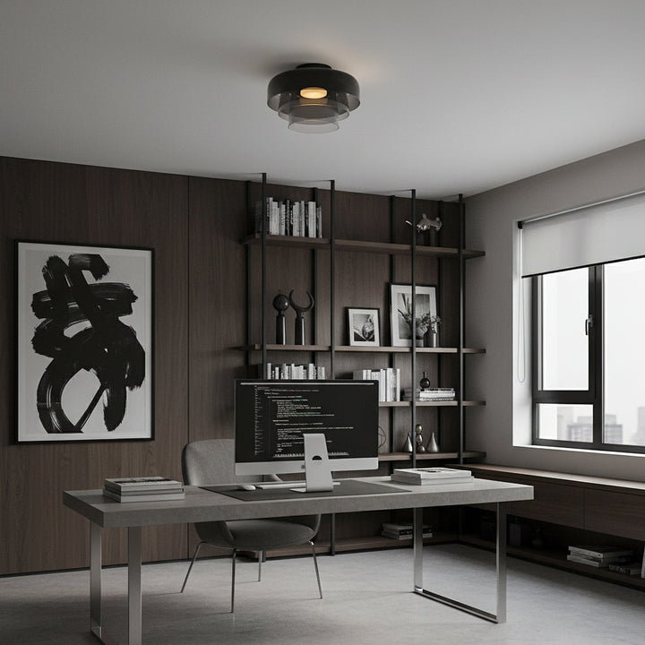 Glass Ceiling Light Tiered Flush Mount Fixture