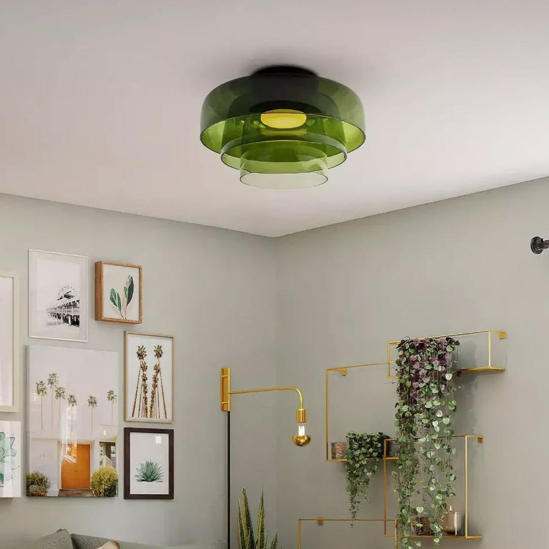 Glass Ceiling Light Tiered Flush Mount Fixture