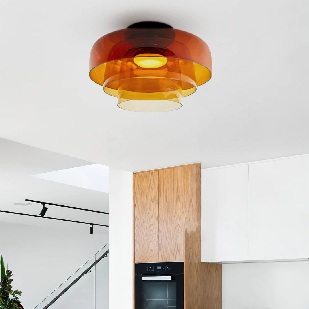 Glass Ceiling Light Tiered Flush Mount Fixture