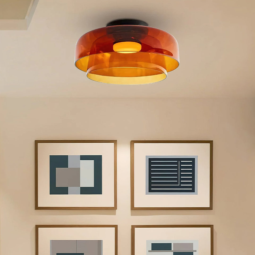 Glass Ceiling Light Tiered Flush Mount Fixture