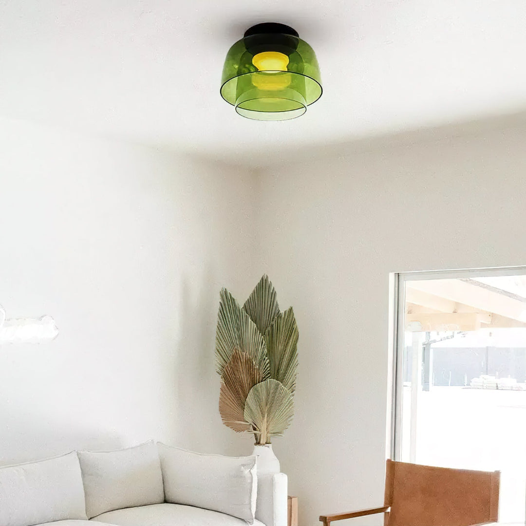 Glass Ceiling Light Tiered Flush Mount Fixture