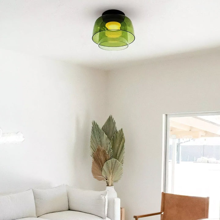 Glass Ceiling Light Tiered Flush Mount Fixture