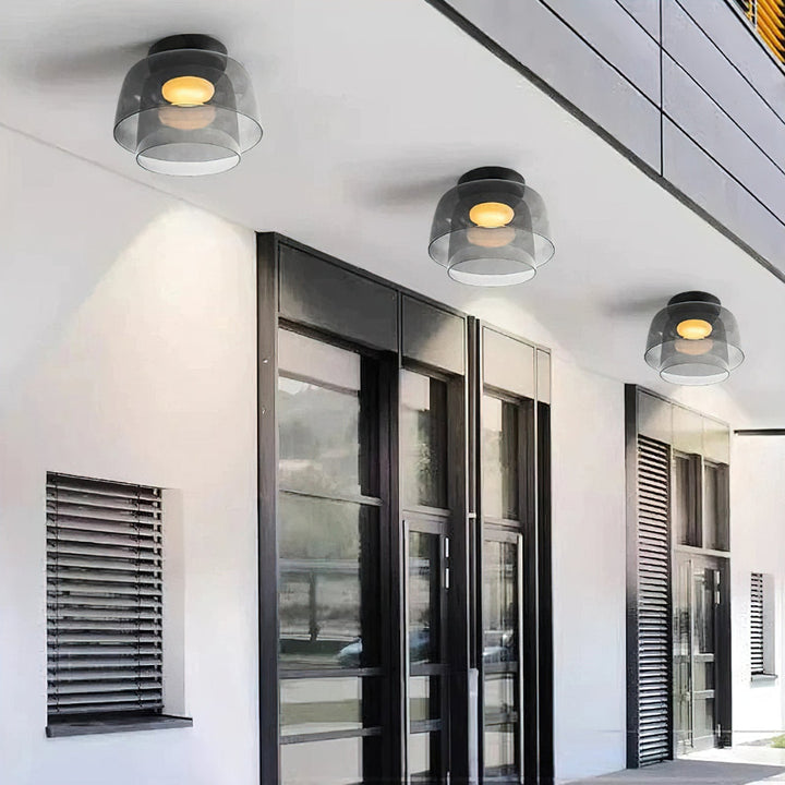 Glass Ceiling Light Tiered Flush Mount Fixture