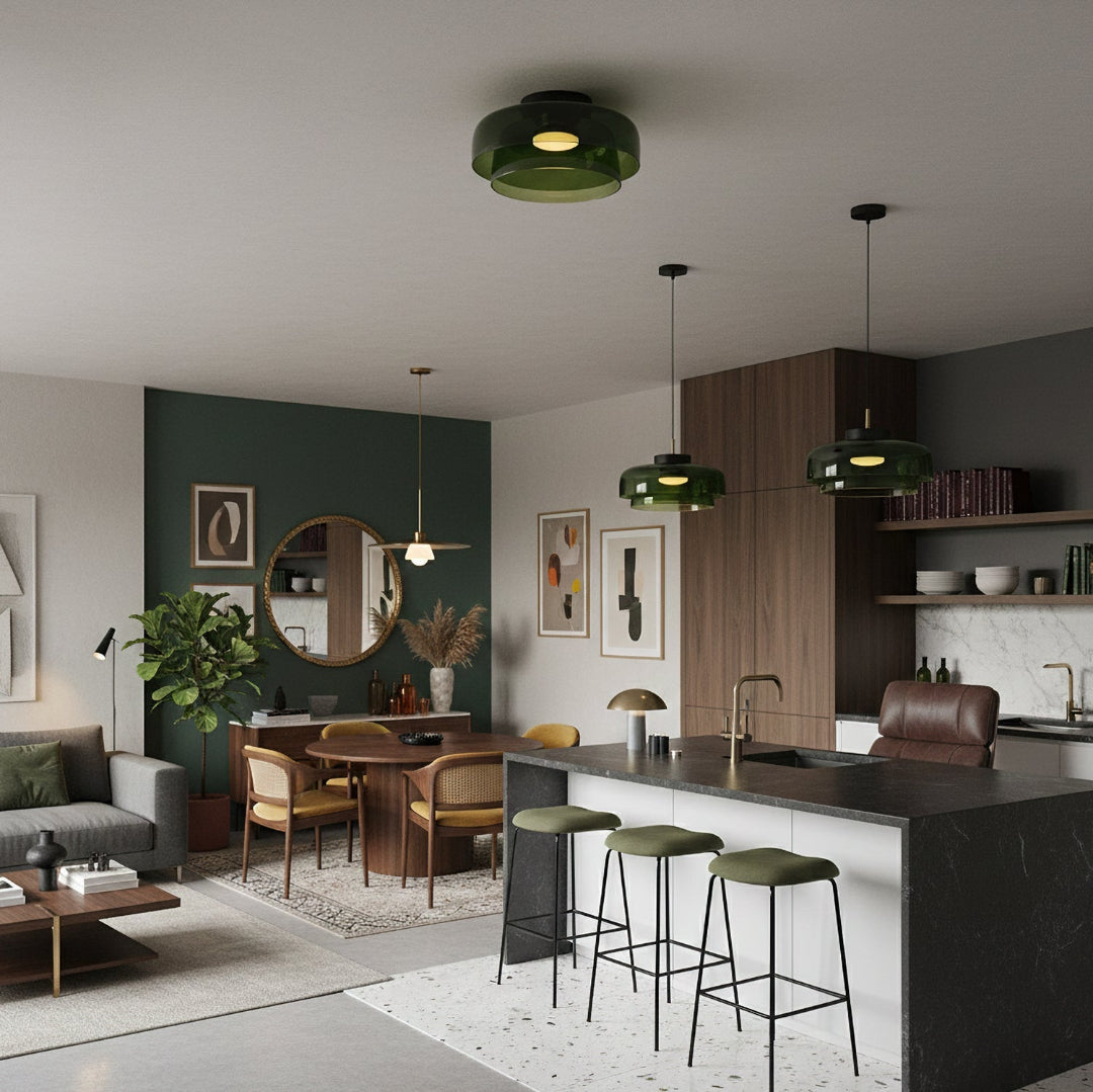 Glass Ceiling Light Tiered Flush Mount Fixture