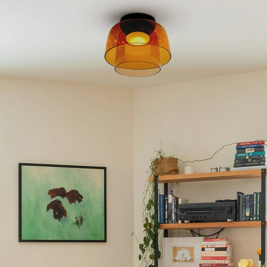Glass Ceiling Light Tiered Flush Mount Fixture