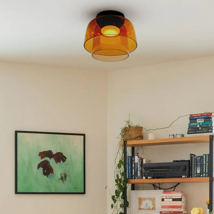 Glass Ceiling Light Tiered Flush Mount Fixture