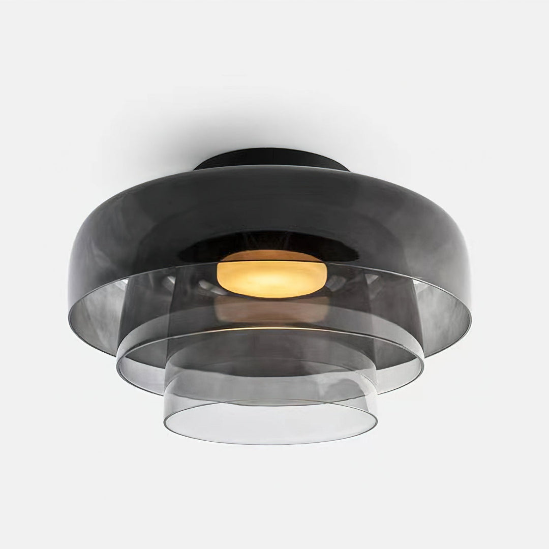Glass Ceiling Light Tiered Flush Mount Fixture