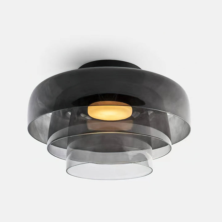 Glass Ceiling Light Tiered Flush Mount Fixture