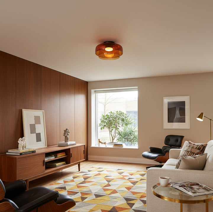 Glass Ceiling Light Tiered Flush Mount Fixture
