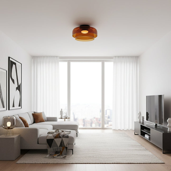 Glass Ceiling Light Tiered Flush Mount Fixture