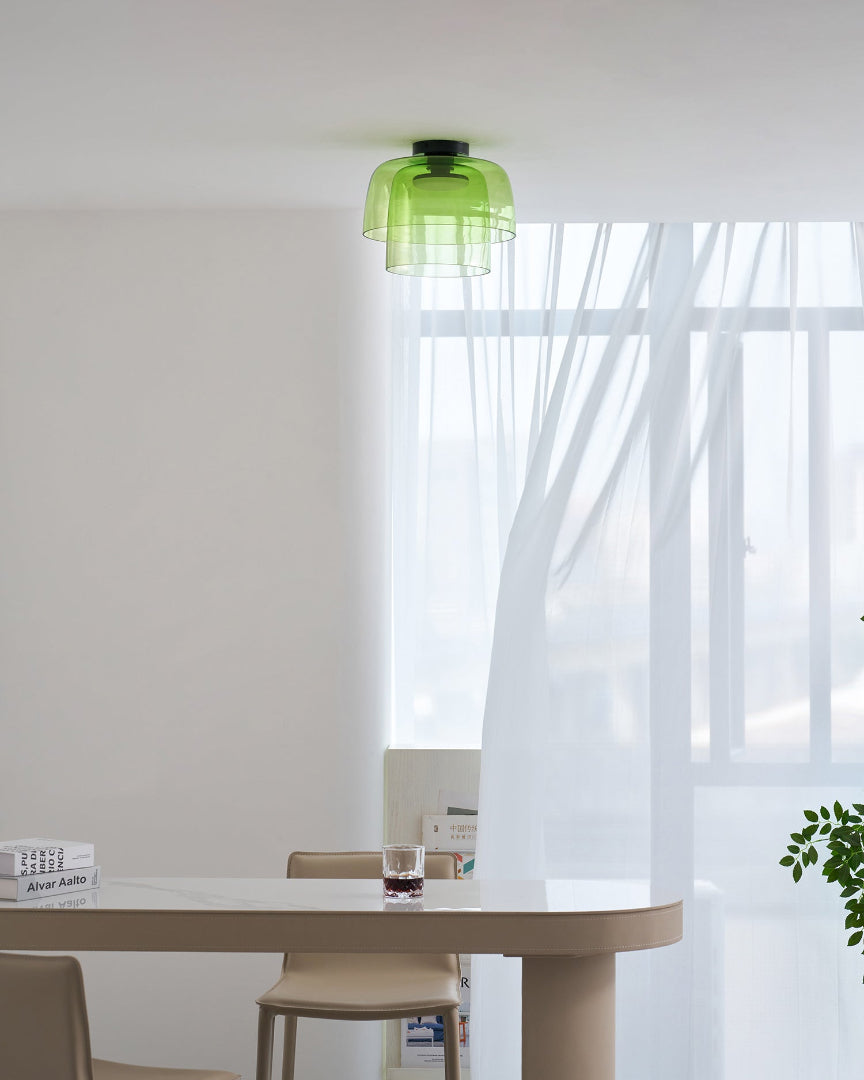Glass Ceiling Light Tiered Flush Mount Fixture