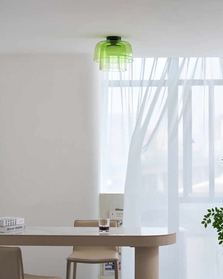 Glass Ceiling Light Tiered Flush Mount Fixture