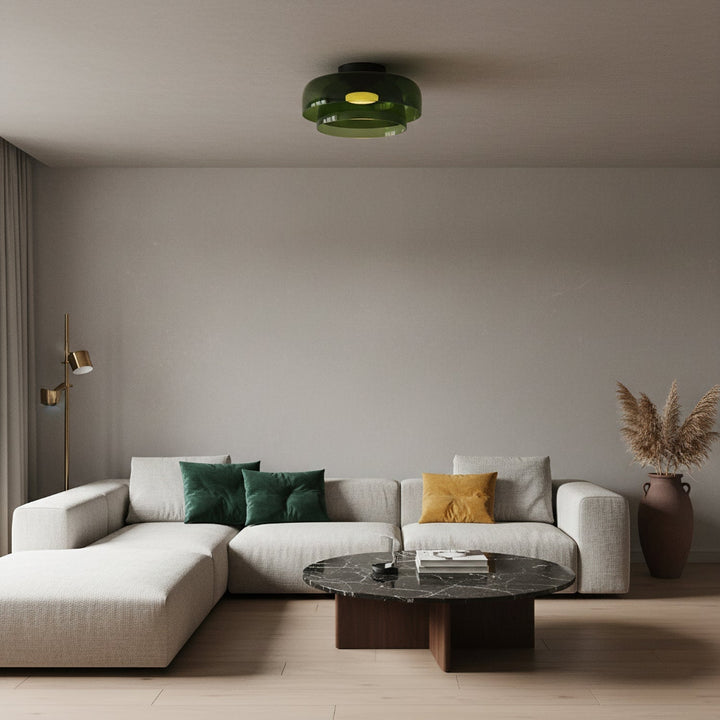 Glass Ceiling Light Tiered Flush Mount Fixture
