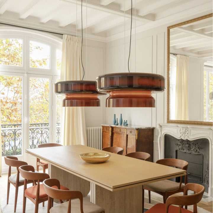 Glass Pendant Light Tiered Suspension Ceiling Lamp