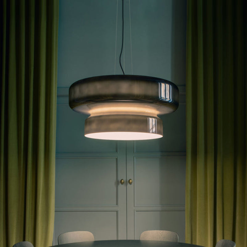 Glass Pendant Light Tiered Suspension Ceiling Lamp