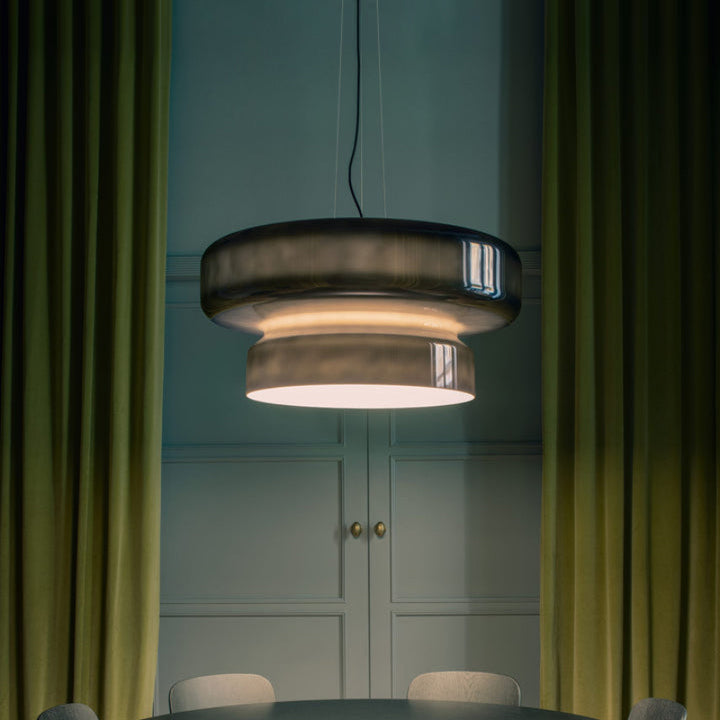 Glass Pendant Light Tiered Suspension Ceiling Lamp