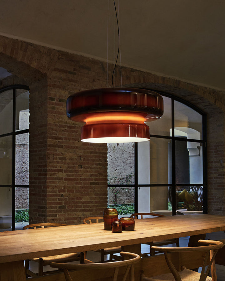 Glass Pendant Light Tiered Suspension Ceiling Lamp