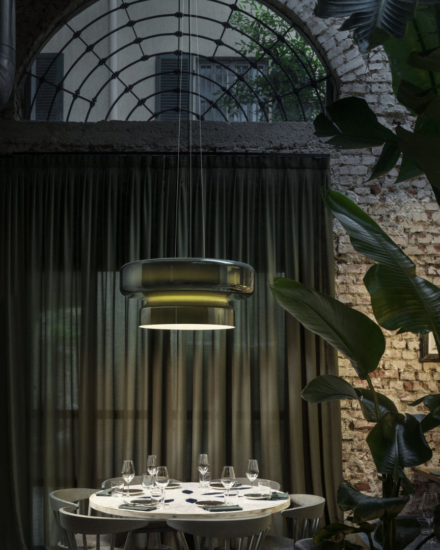 Glass Pendant Light Tiered Suspension Ceiling Lamp