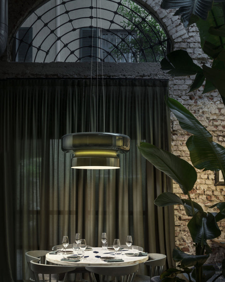 Glass Pendant Light Tiered Suspension Ceiling Lamp