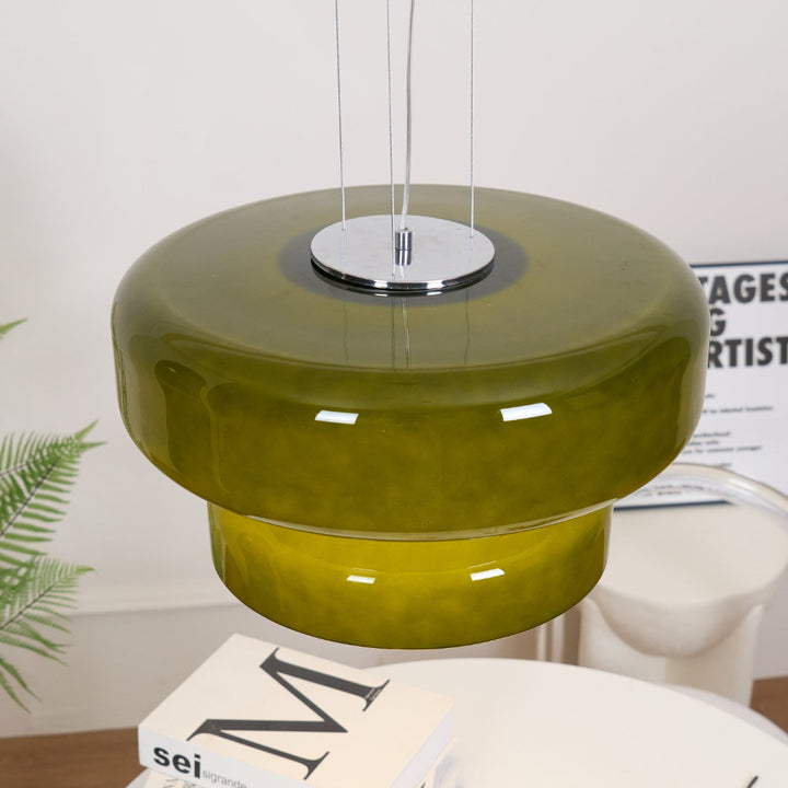 Glass Pendant Light Tiered Suspension Ceiling Lamp