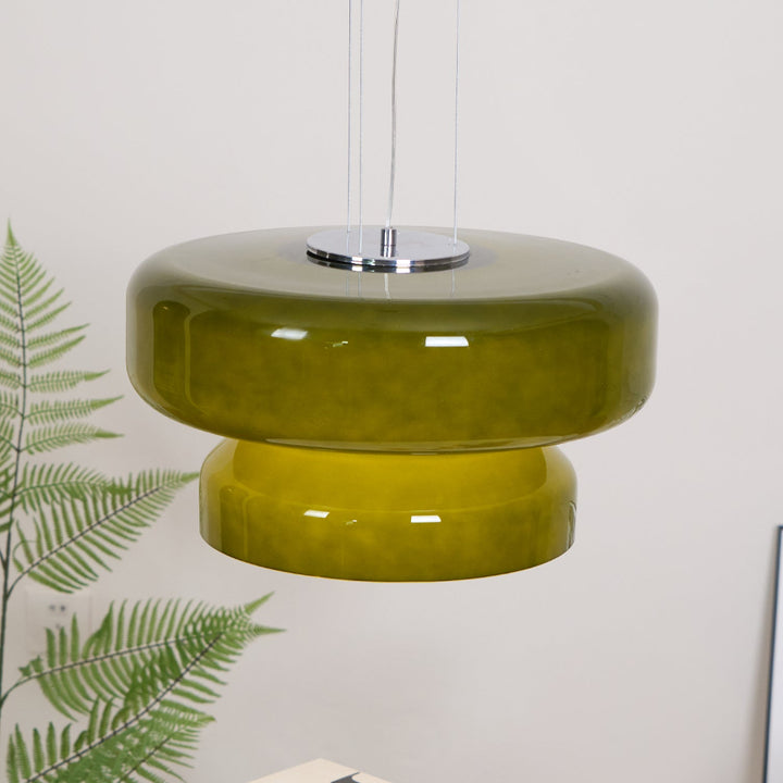 Glass Pendant Light Tiered Suspension Ceiling Lamp
