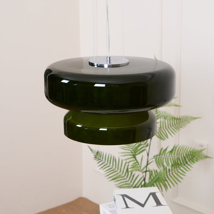 Glass Pendant Light Tiered Suspension Ceiling Lamp