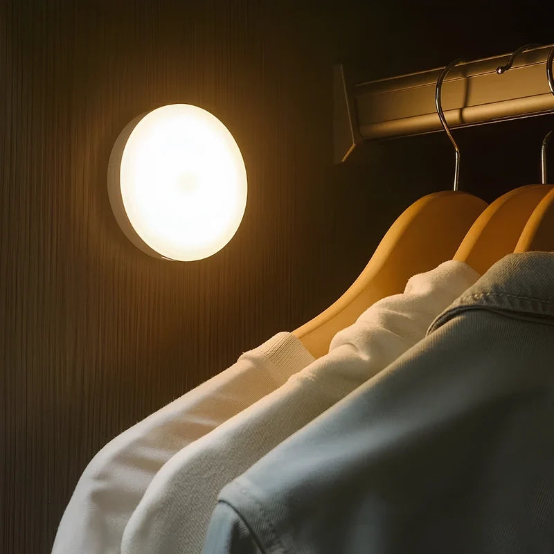 LED Night Light - Round Motion Sensor Rechargeable Puck Light