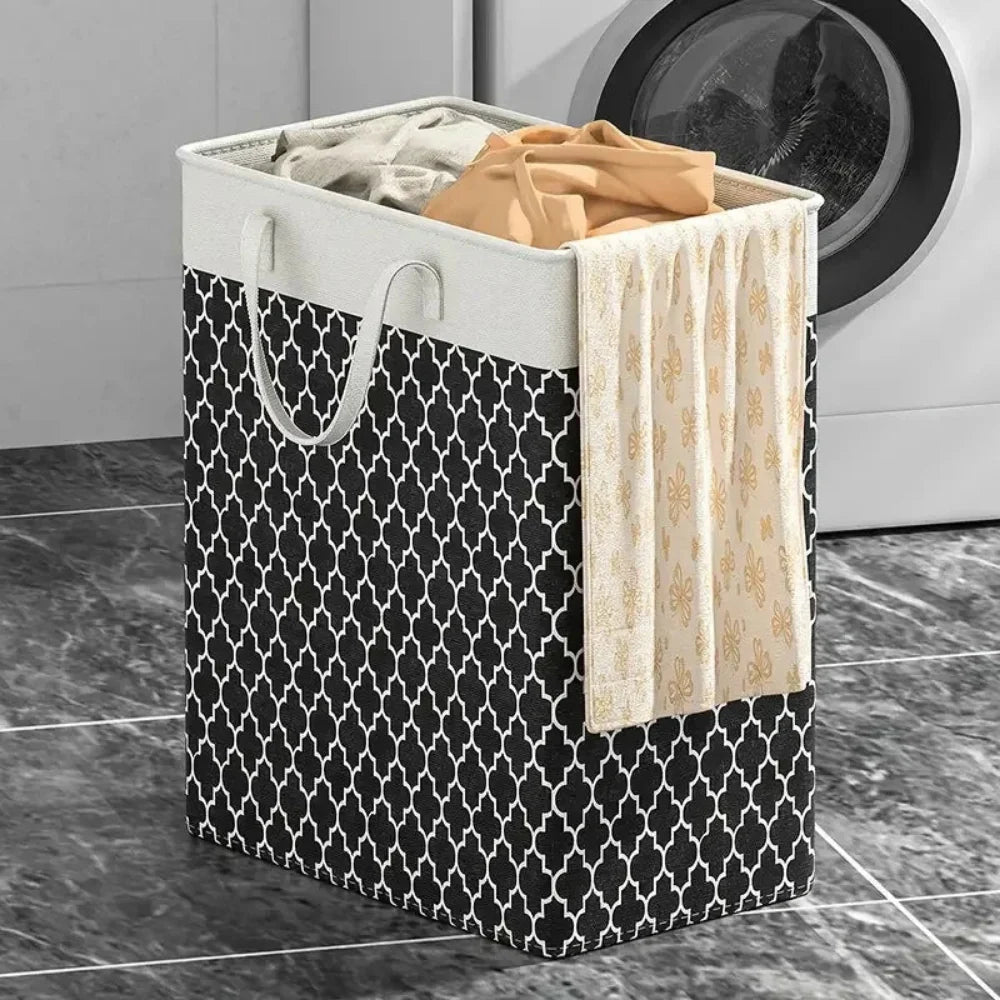 Laundry Hamper - Rectangular Foldable Laundry Basket with Handles