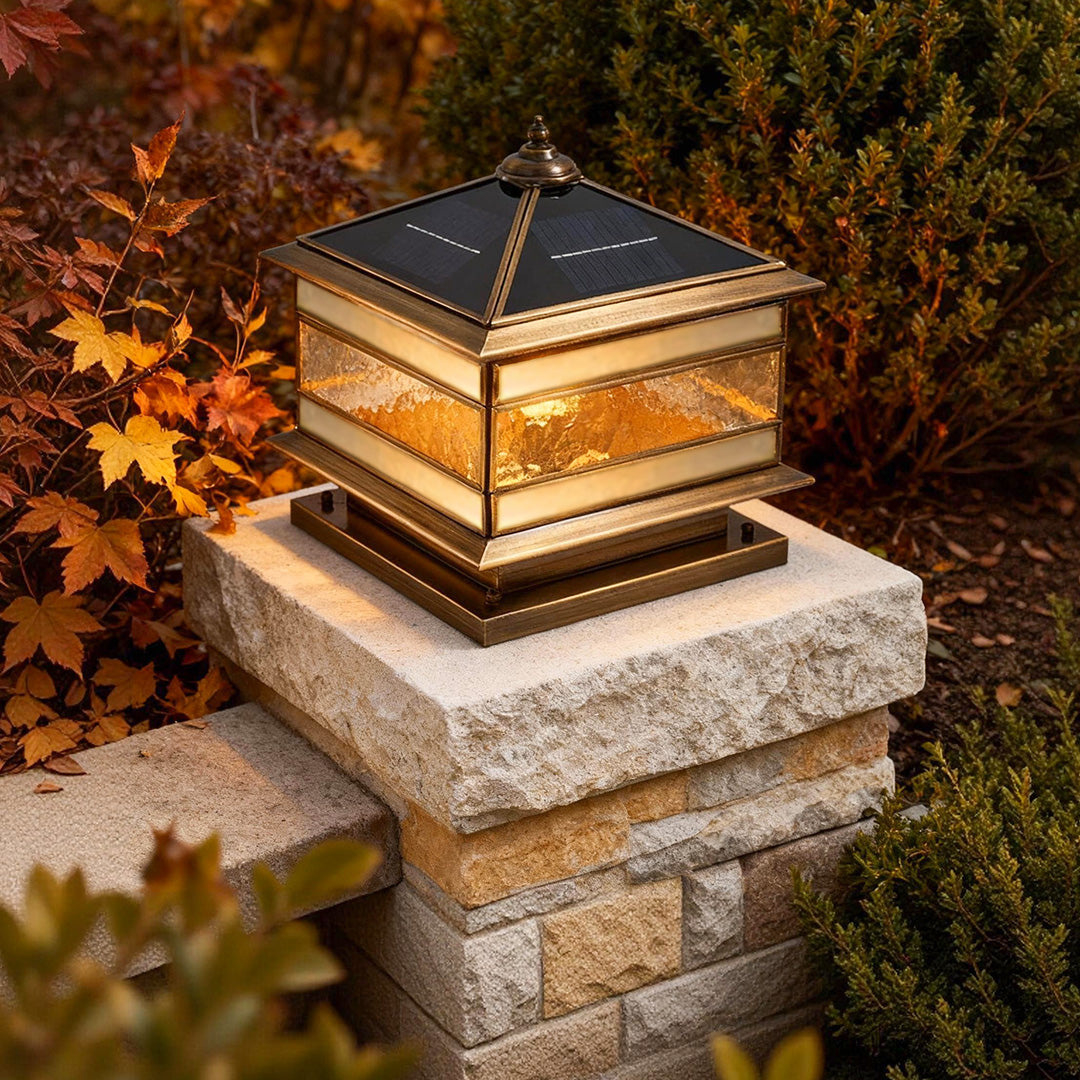 Outdoor Post Mounted Lamp - Square Lantern Pillar Light