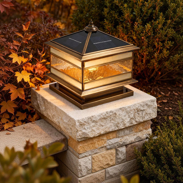 Outdoor Post Mounted Lamp - Square Lantern Pillar Light