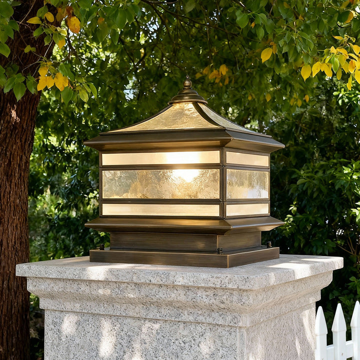 Outdoor Post Mounted Lamp - Square Lantern Pillar Light