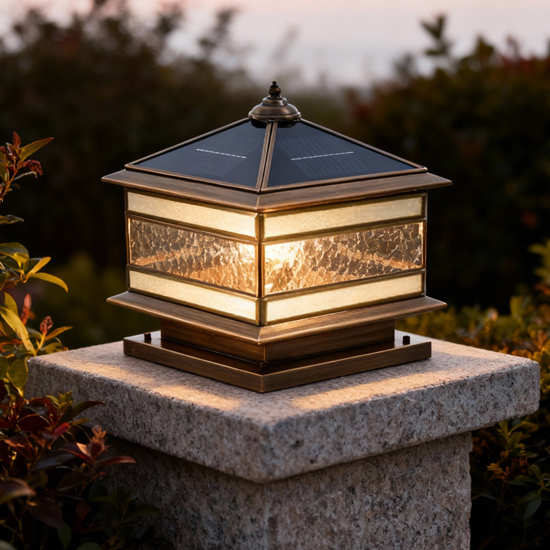 Outdoor Post Mounted Lamp - Square Lantern Pillar Light