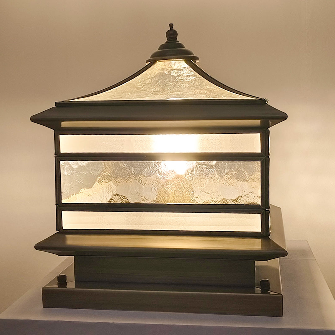 Outdoor Post Mounted Lamp - Square Lantern Pillar Light