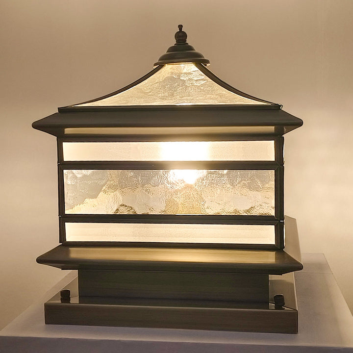 Outdoor Post Mounted Lamp - Square Lantern Pillar Light