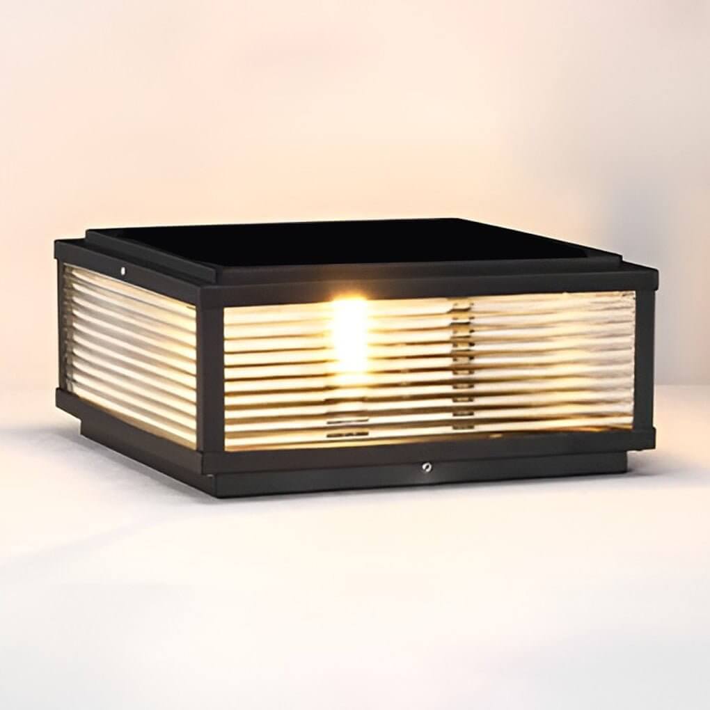 Outdoor Post Mounted Lamp - Square Ribbed Pillar Light