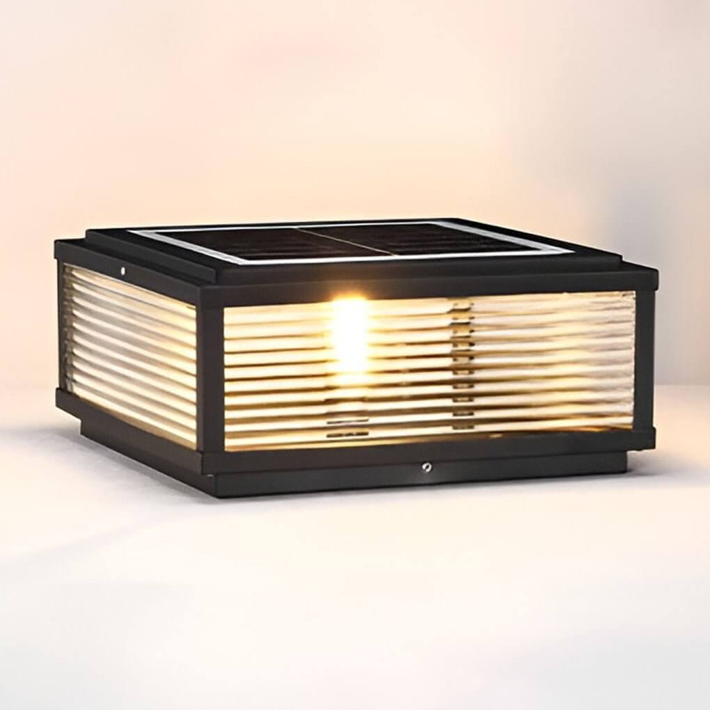 Outdoor Post Mounted Lamp - Square Ribbed Pillar Light