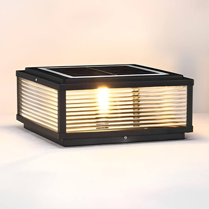 Outdoor Post Mounted Lamp - Square Ribbed Pillar Light