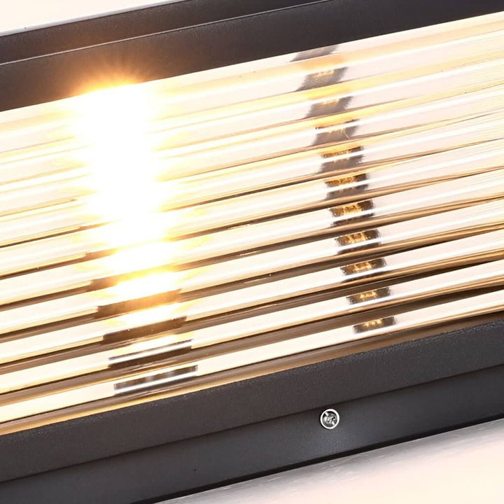 Outdoor Post Mounted Lamp - Square Ribbed Pillar Light
