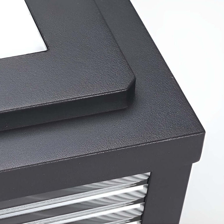Outdoor Post Mounted Lamp - Square Ribbed Pillar Light